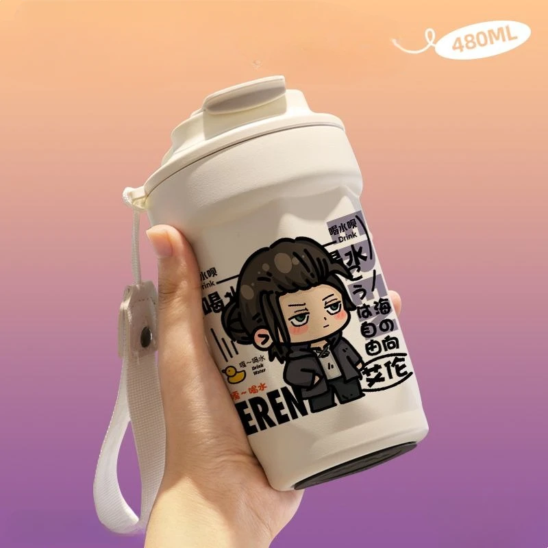 Attack On Titan Levi Ackerman Mikasa Ackerman studente portatile di grande capacità in acciaio inossidabile portatile thermos cup regalo di festa