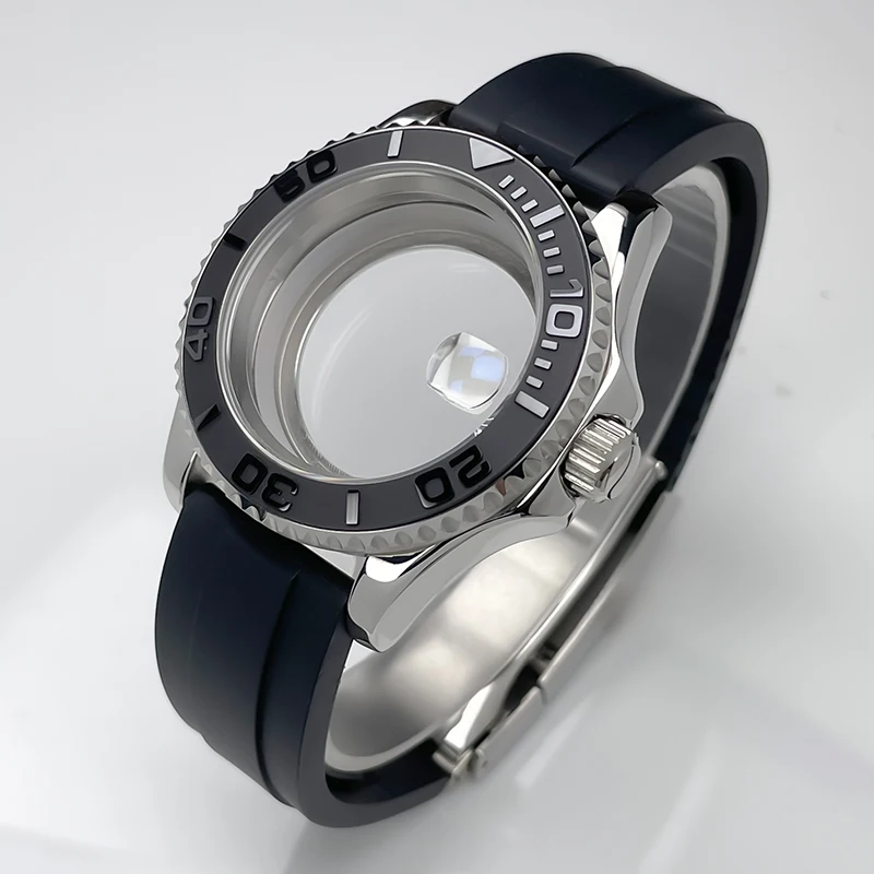 40mm NH35 Case YM Two-Way Rotating Bezel Sub GMT Stainless Steel Rubber Strap Sapphire Glass NH35 NH36 NH34 Movement Watch Case