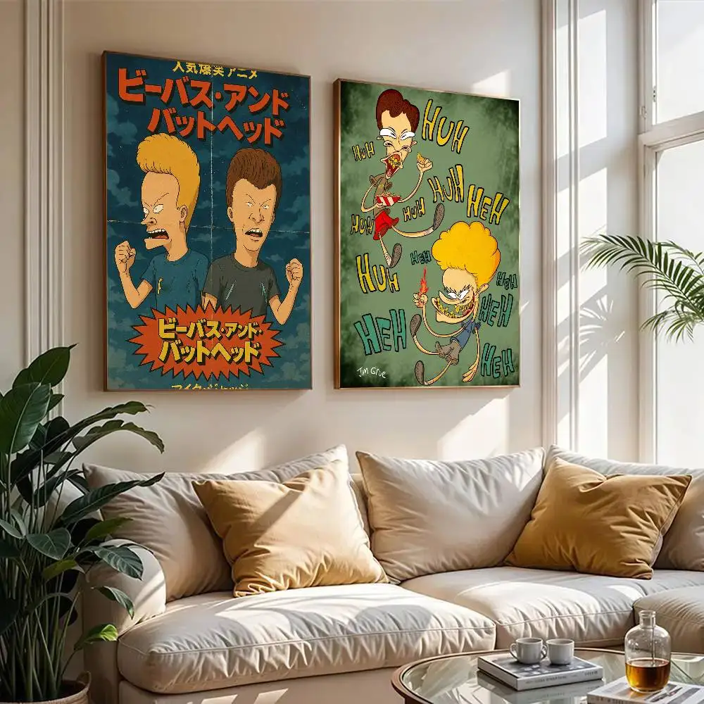 Anime Movie B_Beavis And B_Butthead   Classic Vintage Posters HD Quality Wall Art Retro Posters for Home Room Wall Decor