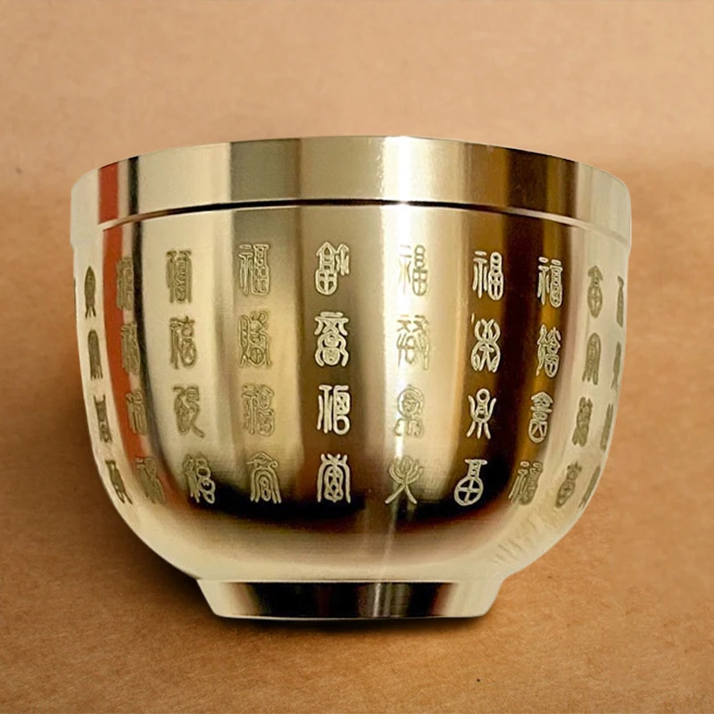 Hundred Blessings Bowl Brass Fortunate Attract Wealth Good Luck Magical Power Treasure Bowls Eating Snack Soup Family