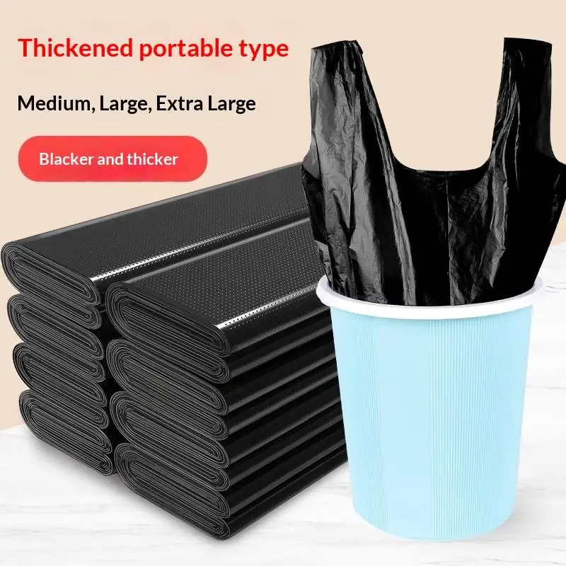 50PCS Heavy Duty Drawstring Trash Bags Thickened Leak Proof Tear Resistant Disposable Sacks for Kitchen Household Cleaning