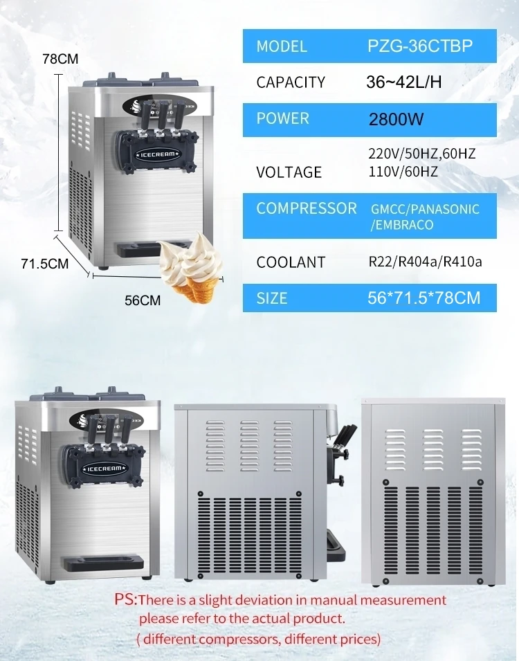 Pre-Cooling Fresh Keeping 36-42L/H 3 Flavors Commercial Soft Service Ice Cream Making Machine Ice Cream Maker Manufacturer