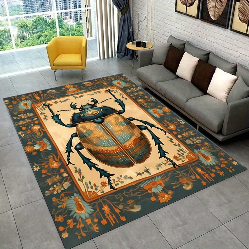 

Винтажный ковер с дизайном жука для интерьера в стиле бохо | Коврики с цветочным узором | Уникальный декор для гостиной, противоскользящий ковер
