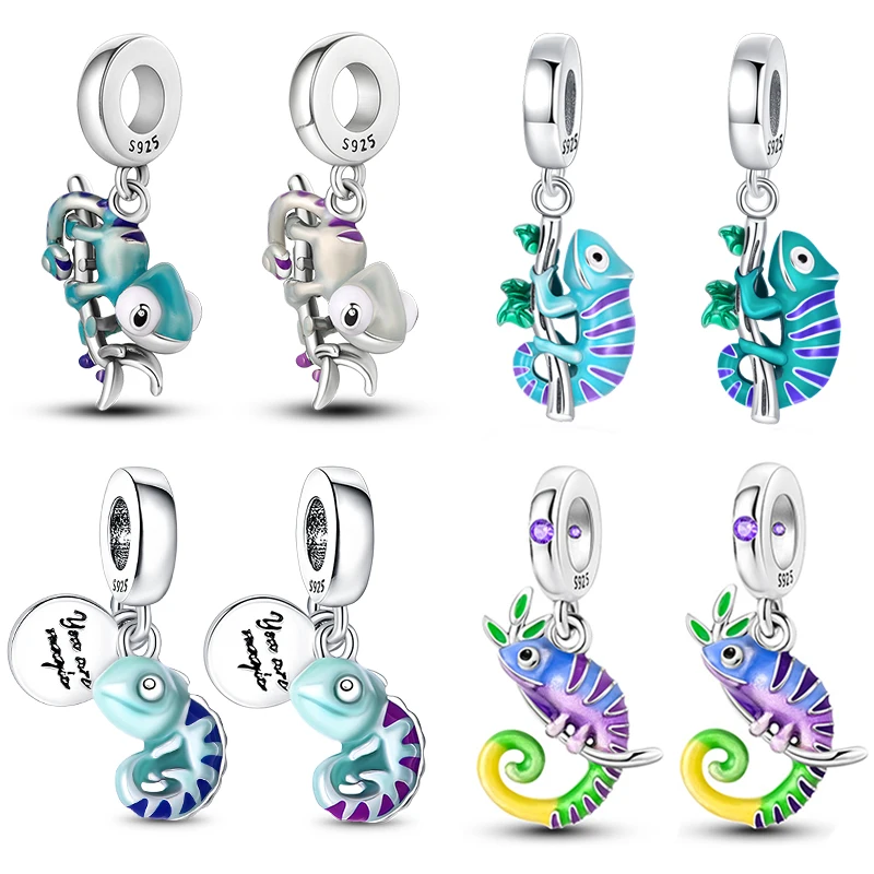 

100% 925 Sterling Silver Chameleon Butterfly Change Color Charms Beads Fit Pandora 925 Original BraceletsDIY Fine Jewelry Gifts