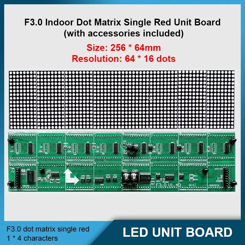 256*128mm 64*32 Pixels F3.0 Dot Matrix Led Lattice Red Display Module Indoor LED Display For Install LED Screen