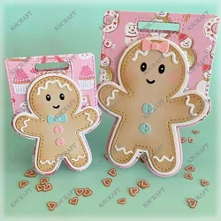 KSCRAFT Gingerbread Man Bag Topper Fustelle Stencil per Scrapbooking fai da te Goffratura decorativa Carte di carta fai da te