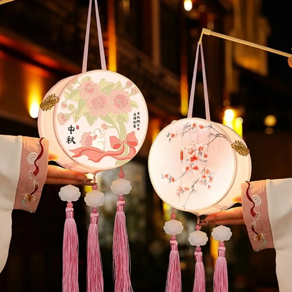 

Cute Mid Autumn Festival Lantern Round Home Decoration Hand-held LED Lamp Chinese Style Cartoon Ancient Style Glowing Lantern