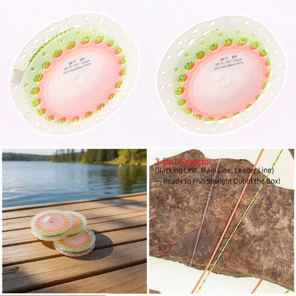 100FT Fly Fishing Line with Carbon Fiber Core for Strength and Flexibility Used in Trout Snook Salmon for steelhead and for bass