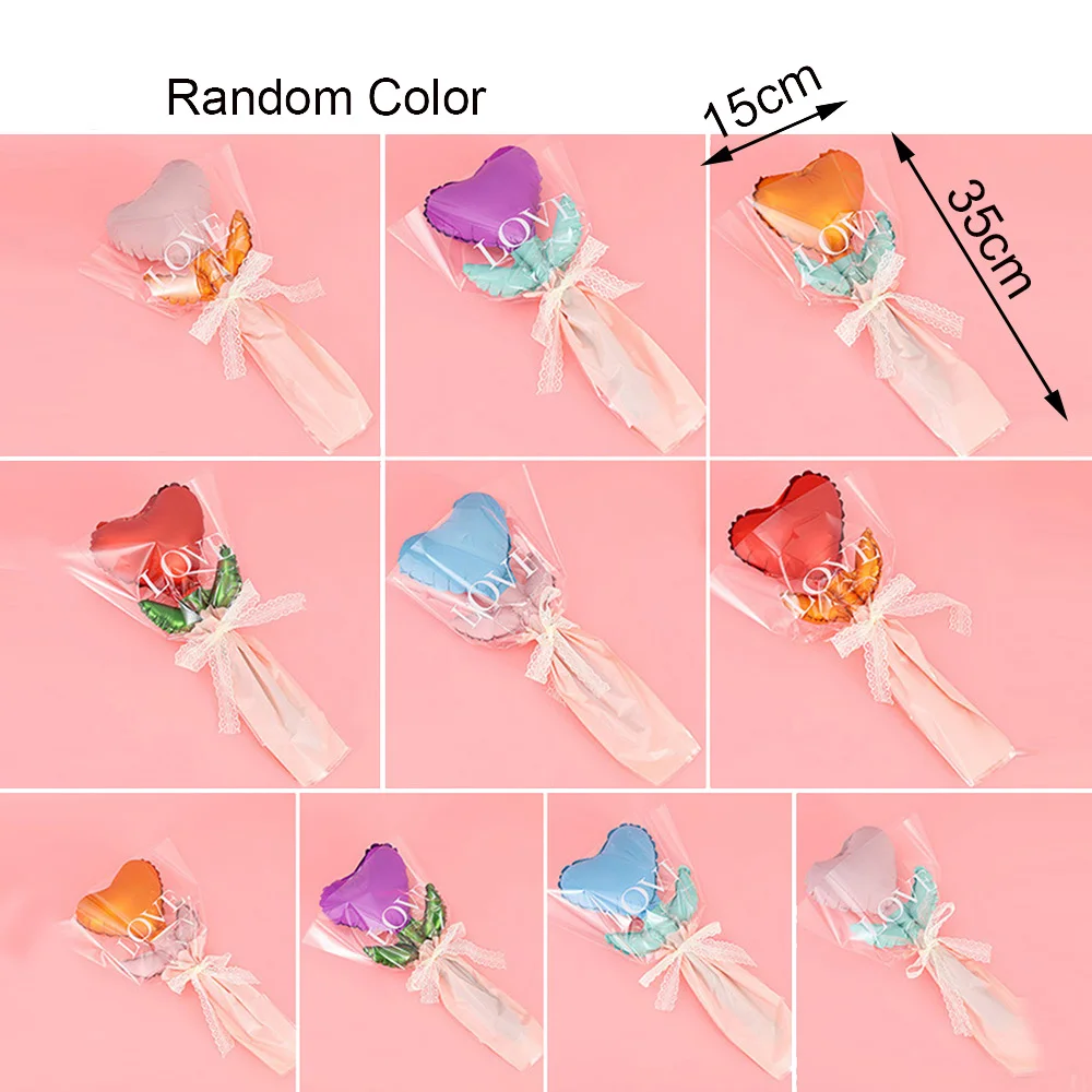 10 Stück Valentinstag Ballon Rose Blumenform Ballons Rose Folienballons Muttertag Hochzeit Babyparty Geburtstag Party Dekor – Detail 2