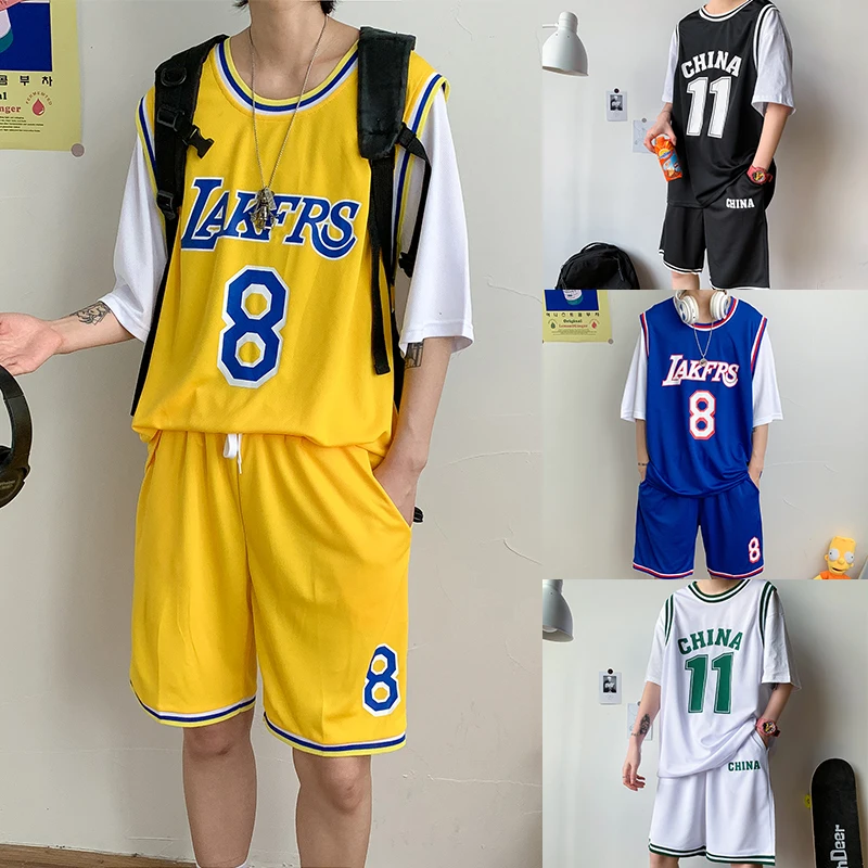 Qui Dry Sports Kit Men's Women's Loose Kobe Baskeall 8 Jersey Fake Two-Piece ort Sve T-irt Couple Ball orm