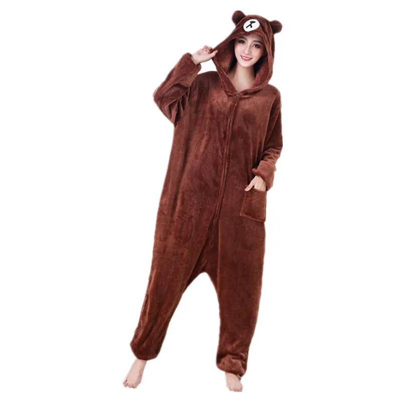 Full Body Cosplay Costume Bear Onesie Pajamas Plus Size Overall Women Kigurumi One-Piece Anime Character Men Pijama For Adults