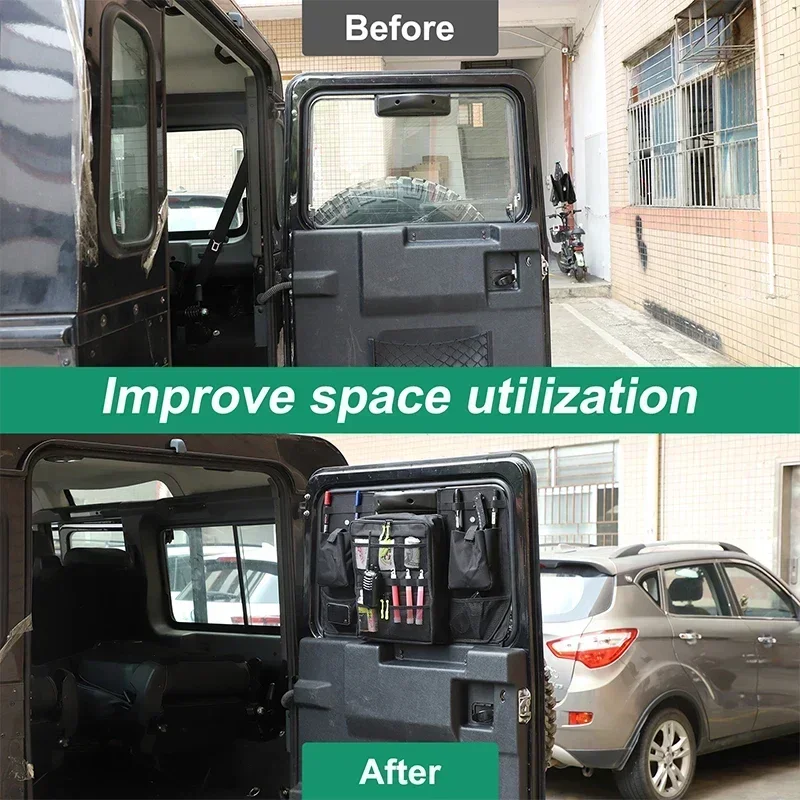 

3Pcs Oxford Cloth Black For Land Rover Defender 90 110 2004-2018 Car Rear Window Bag Car Interior Accessories