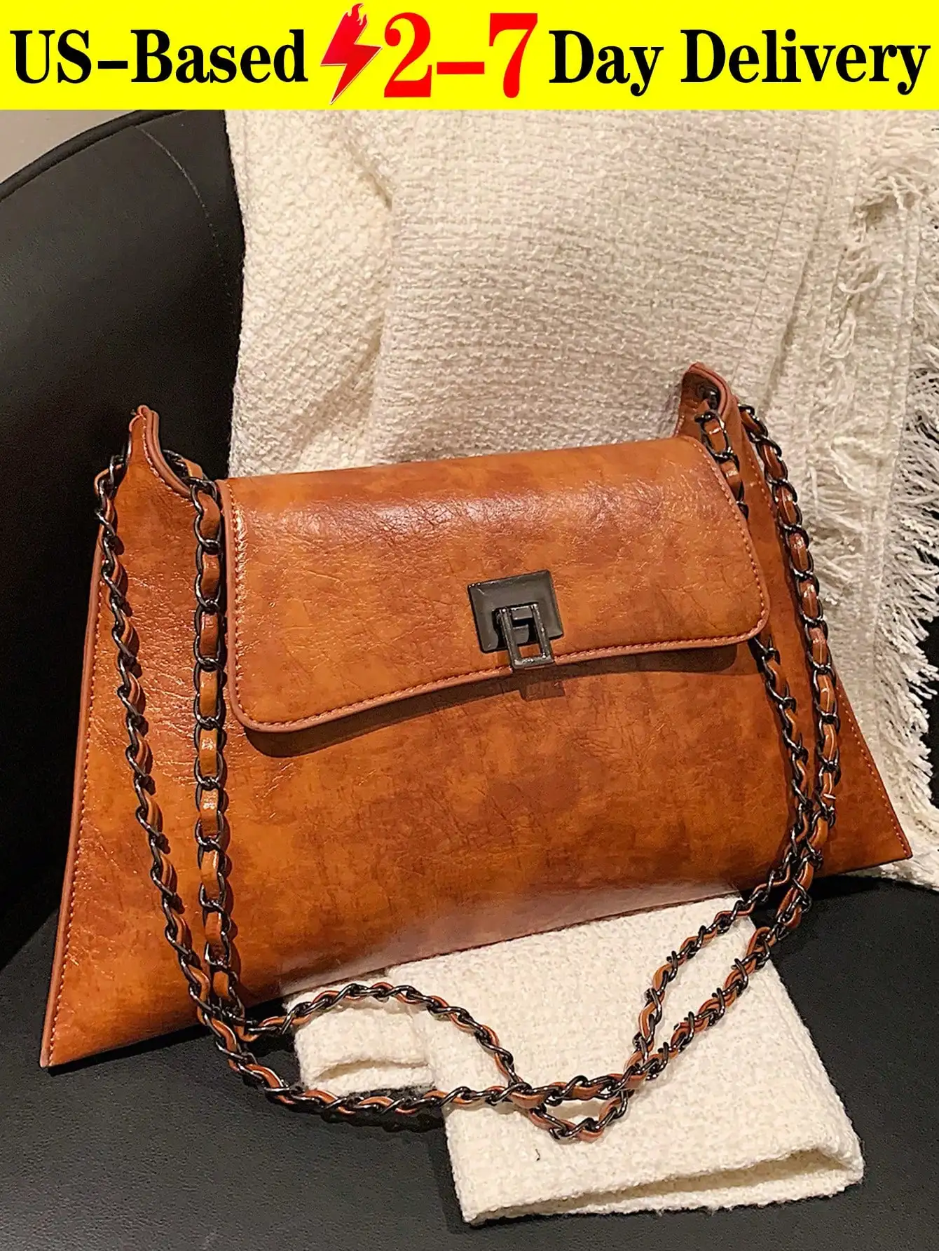 

Shoulder Bag Handbag/Elegant Flip Novel Bag PU Leather Solid Color Shoulder Bag (Brown), Crossbody Bag, Coin Purse, Large Capacity Bag, Essential Items For Autumn And Winter, Commuting Bag, Chain Bag, Suitable For Work, Travel, Business Trip, Shopping, Gi