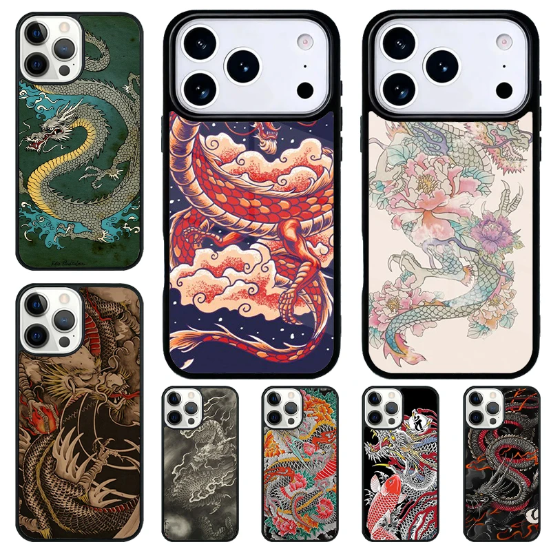 

Ancient Japanese Dragon Phone Case for iPhone 17 Air 16 15 11 12 14 13 Pro Max Shockproof Cover
