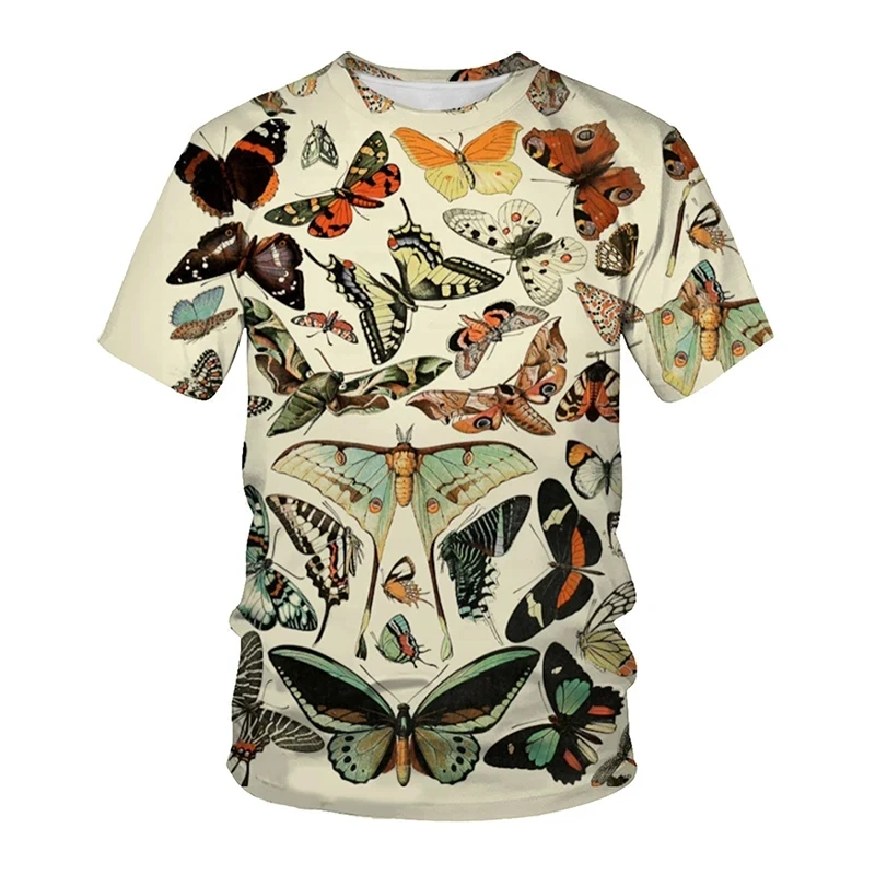 Summer New Variety of Insect Printing O-Neck T-shirt Fashion Street Fashion Elements Short Sleeve Comfortable Top