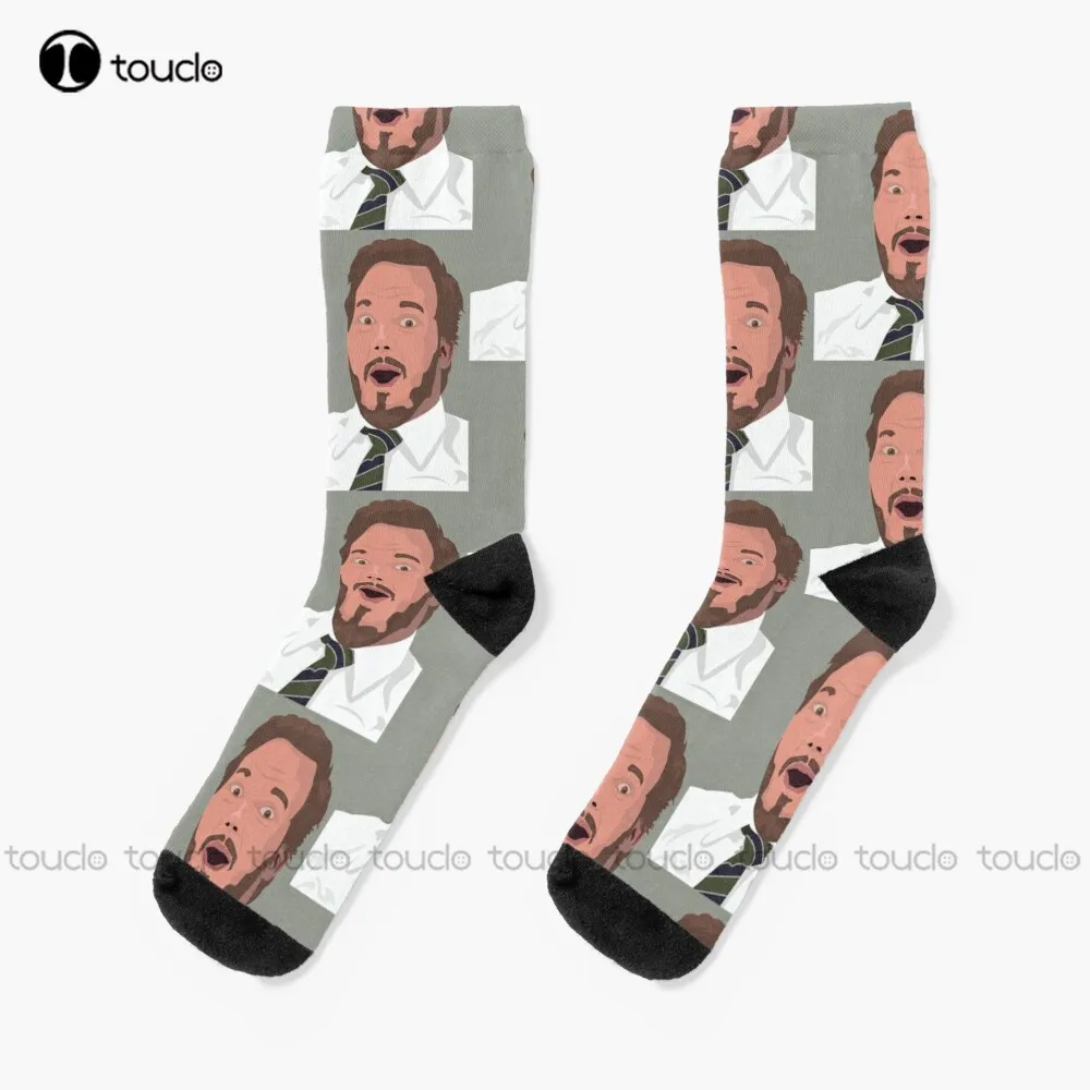 

Andy Dwyer Surprised Face Socks White Long Socks 360° Digital Print Unisex Adult Teen Youth Socks Personalized Custom Gift