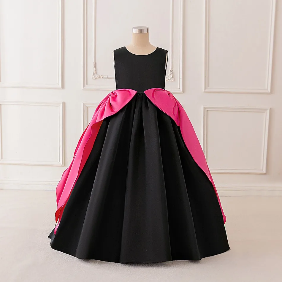 

Платье подружки невесты с открытой спиной и большим бантом для девочек, платья принцессы для выпускного вечера на свадьбу, день рождения, бальное платье ASQ03