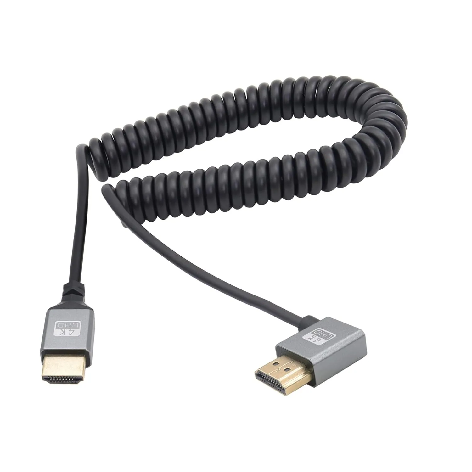 

Up/Down/Left/Right Angle HDMI-compatible2.0 Male to Male Coiled Spring Cable Support 3D 4K UHD for PC PS4 HDTV Extend Up to 2M