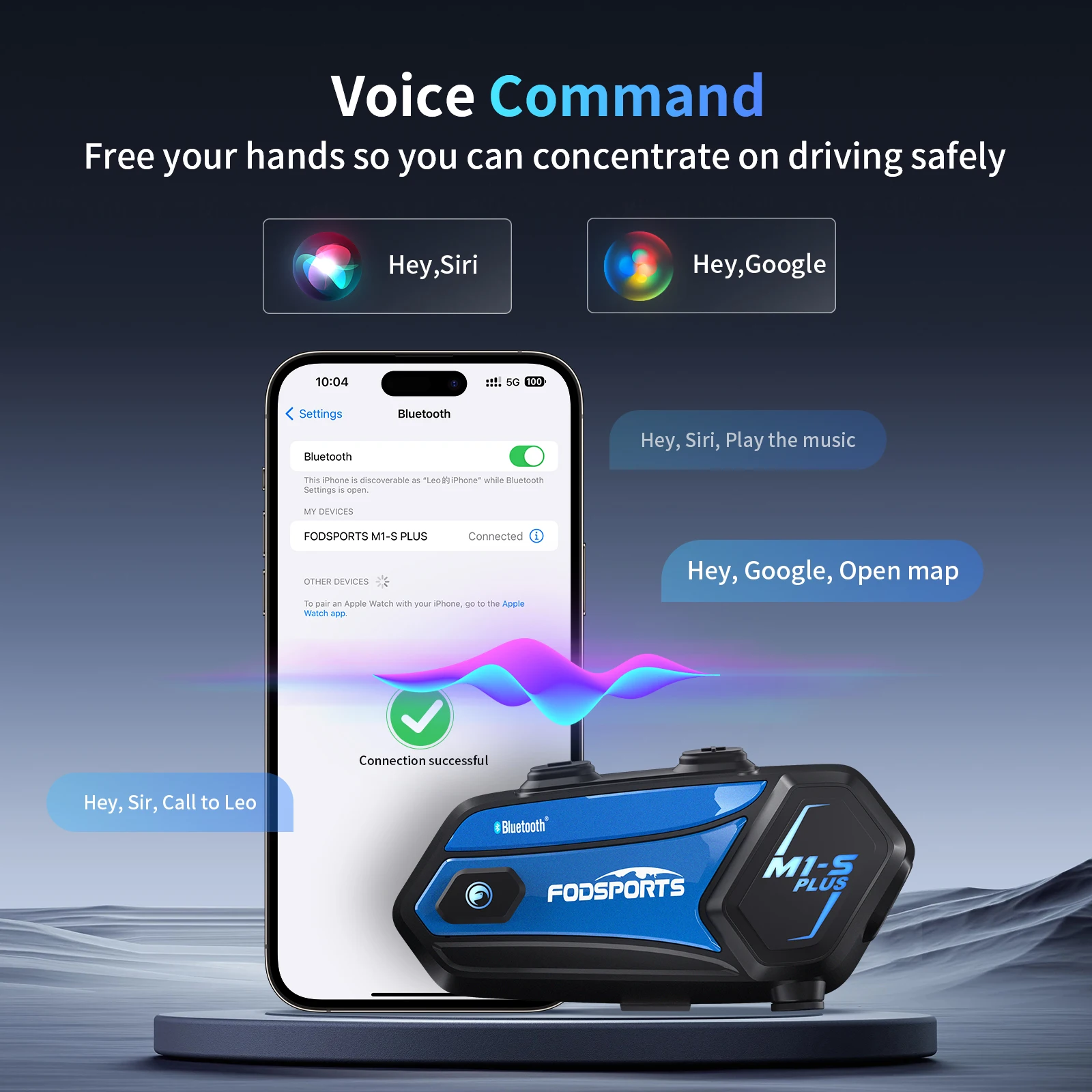 ZUIMI 10Riders M1-S PLUS Fodsports Intercomunicador Moto Helmet Intercom Helmet Bluetooth Headsets Motorcycle Intercom