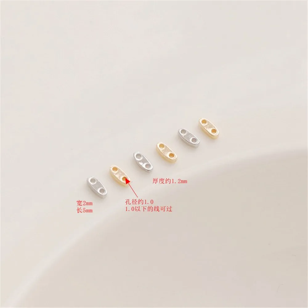 10PCS Double Hole Flat Spacer Beads, DIY Handmade Accessories, Gold, White, Bracelet, Necklace, 2x5mm, 14K Pack