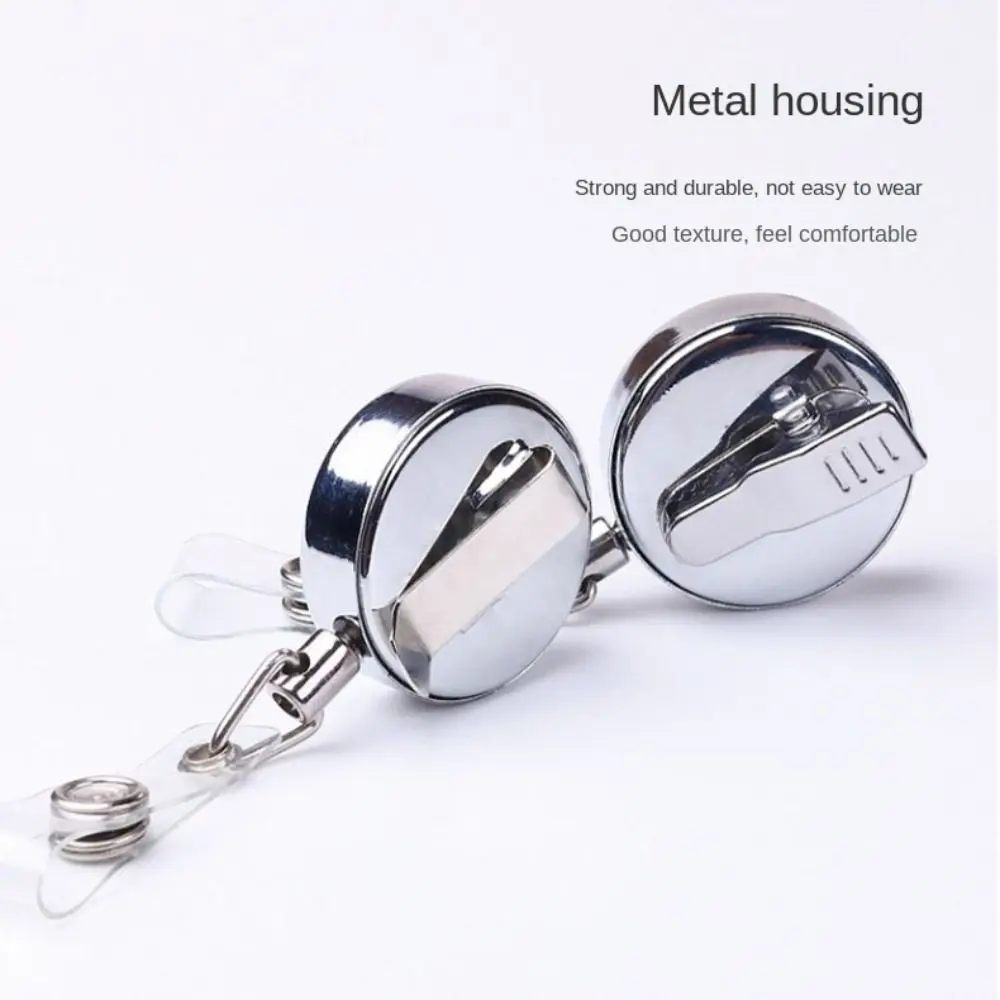 Anti-Lost Retractable Badge Reel ID Lanyard Name Tag ID Badge Holder Keychain Alloy Easy To Pull Buckle Office Accessories