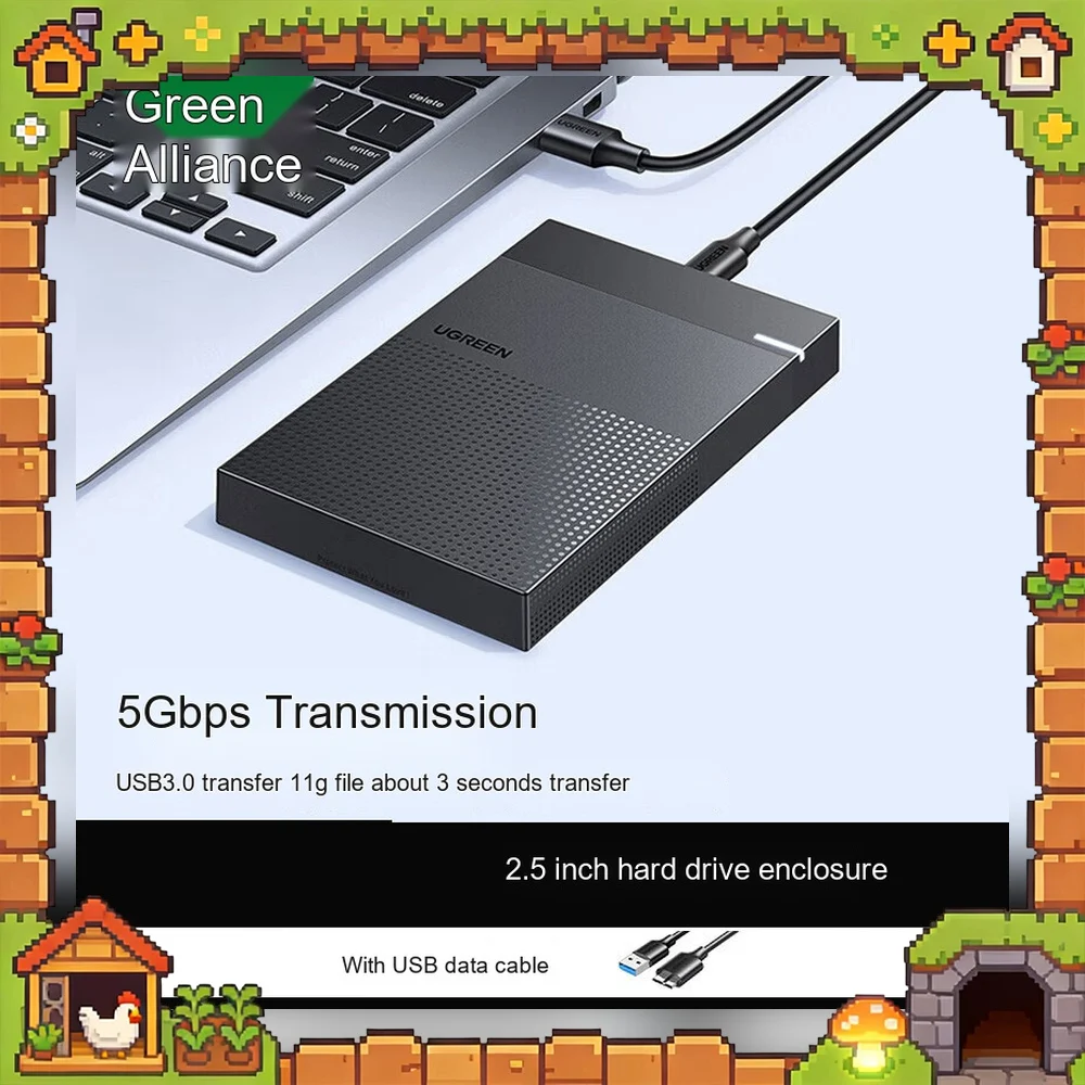 UGREEN 30725 CM471 2.5 Inch SATA HDD Enclosure USB 3.0 5Gbps External Hard Drive Case for SSD HDD