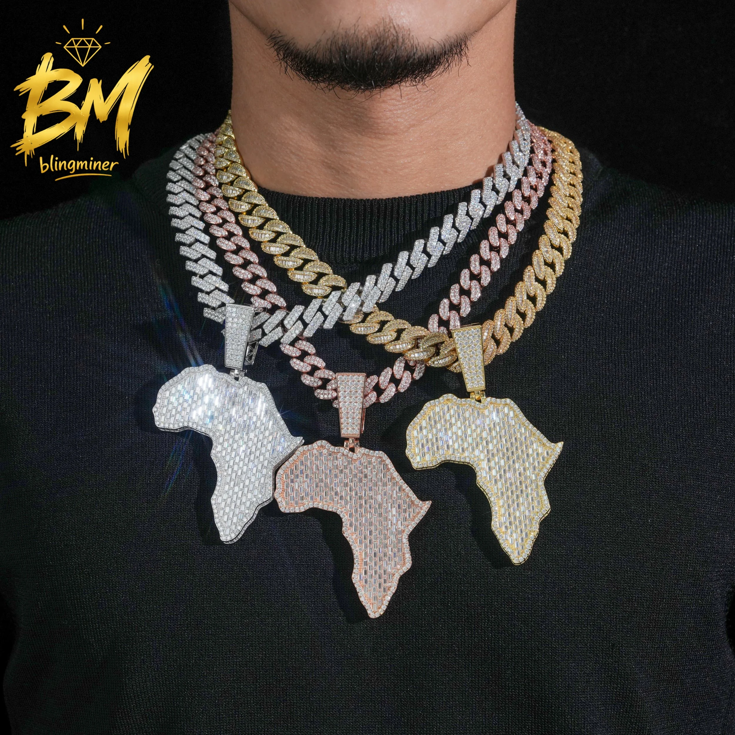 Blingminer S925 Silver Iced Out Hip Hop VVS Moissanite Pendant For Men Women Pendants Jewelry Pass Diamonds Tester Free Shipping