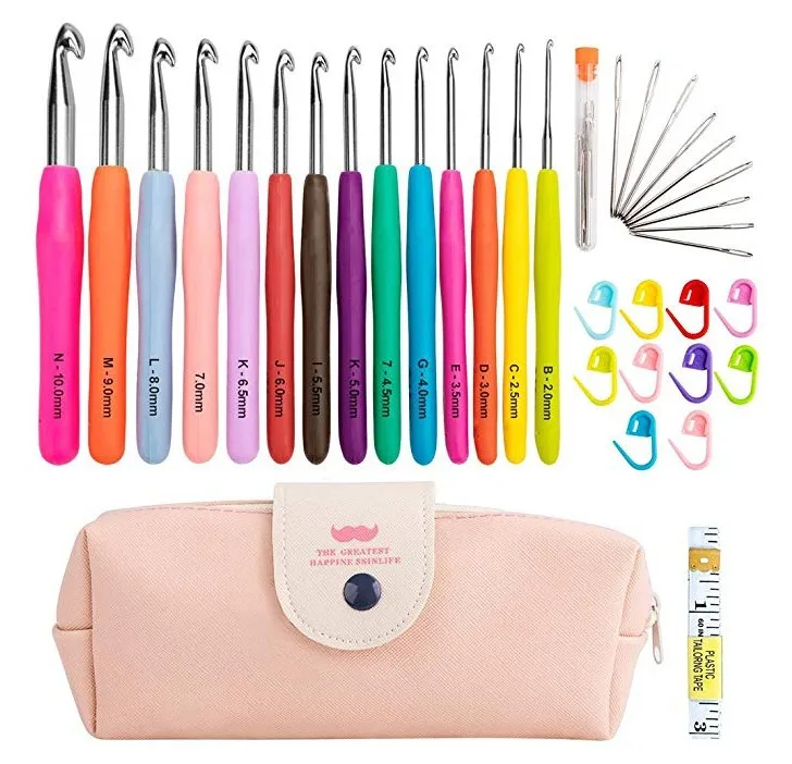 41/31PCS Crochet Hooks Set Crochet Large-Eye Blunt Yarn Weave Knitting Needles Kit Needle Set Weave Craft Tools With Bag