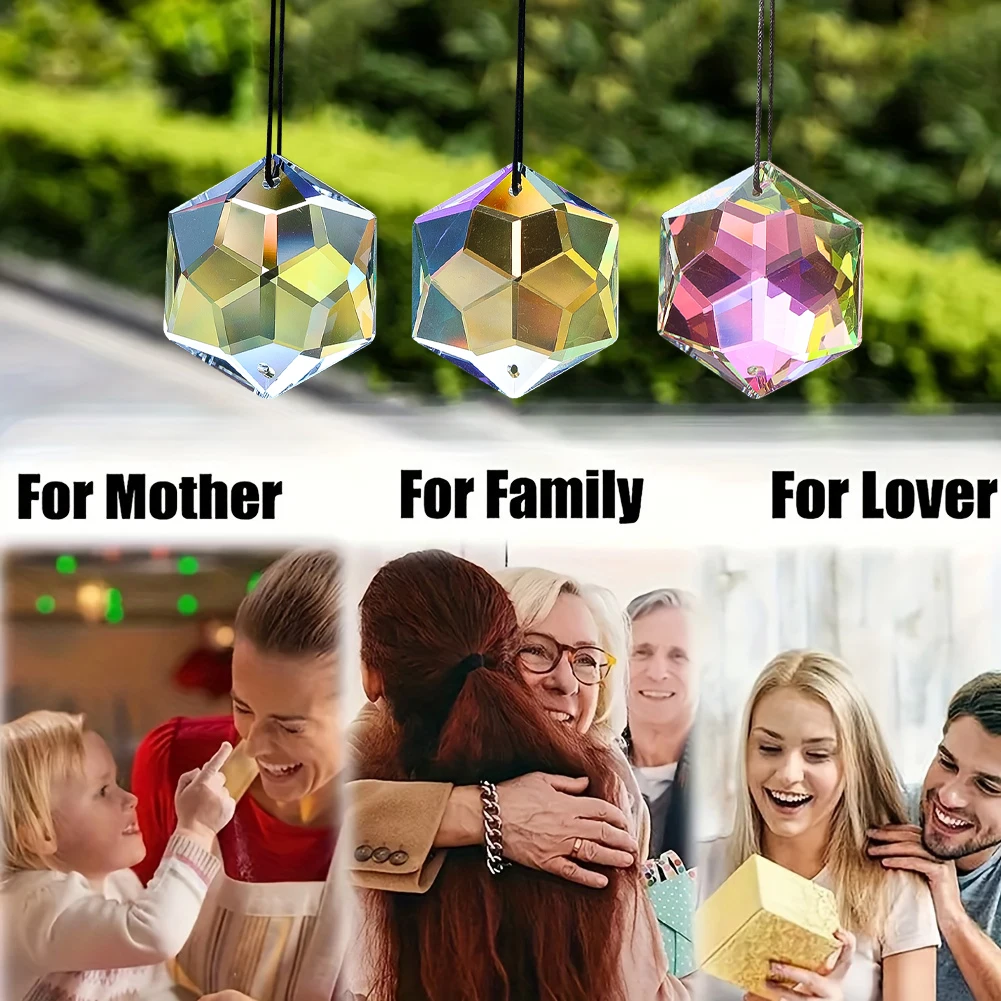 Faceted Snowflake Crystal Suncatcher Hexagram Hanging Prisms Rainbow Lightspot Maker Chandelier Part Pendant Window Garden Decor
