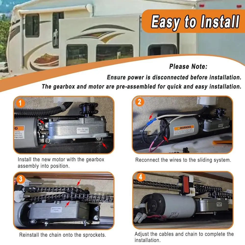 225008 RV-Slide-Out-Motor und Getriebegehäuse, kompatibel mit BAL Accu-Slide-Cable-Slide-Out-System, ersetzt R25076-1 Getriebe R25076 R