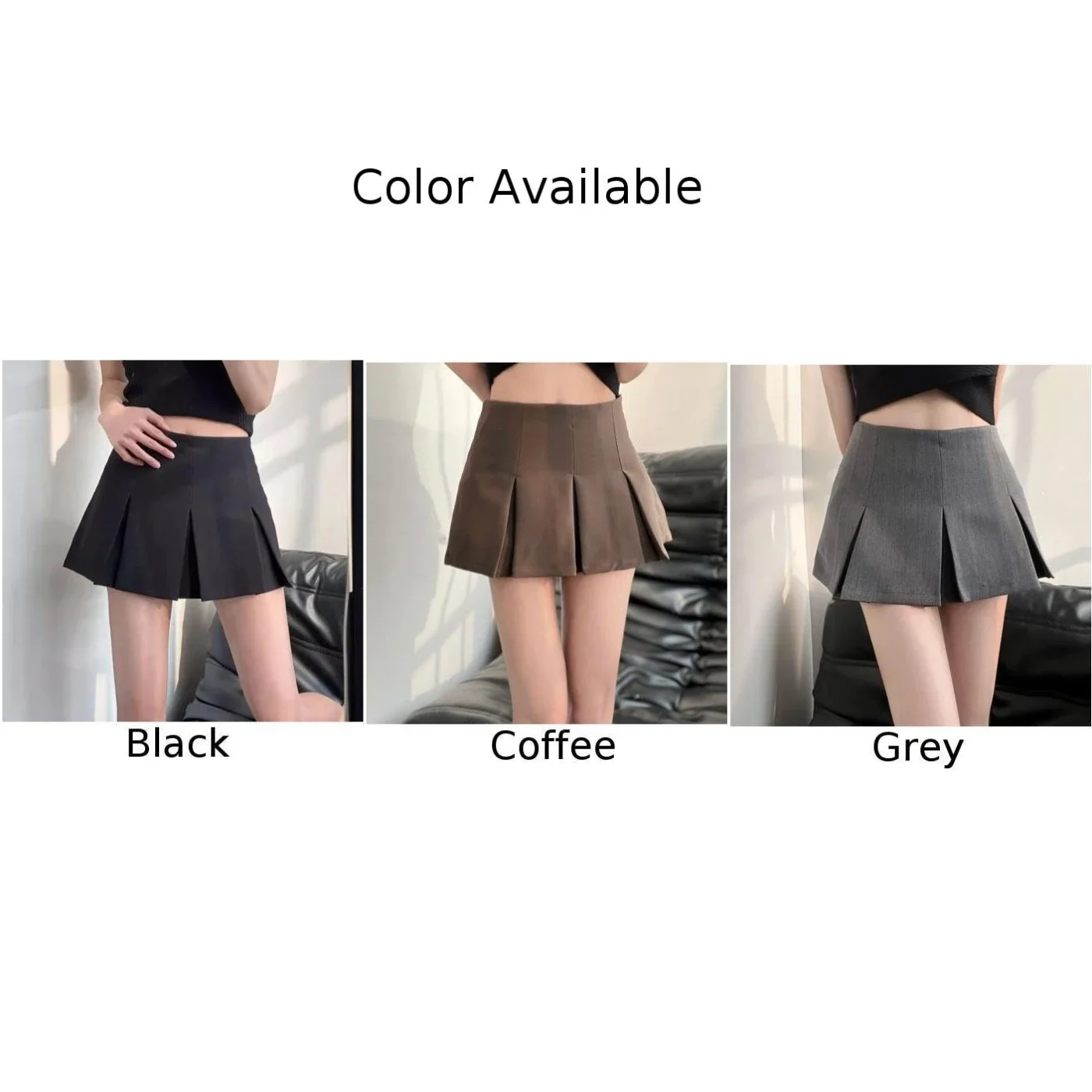 Minigonna nera Nuovissima condizione Stile casual Design carino per studenti universitari Per ragazze calde Gita casual