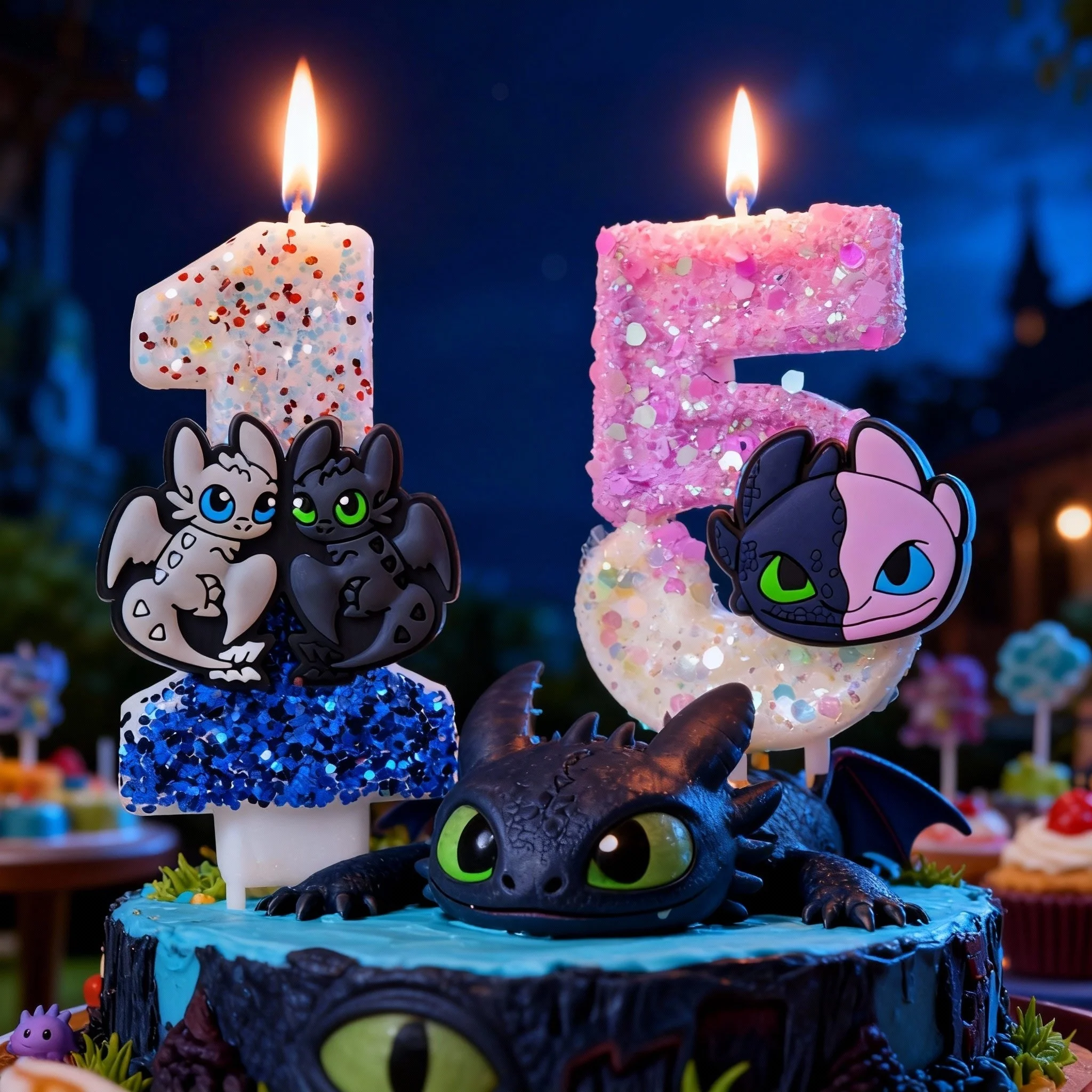 How To Train Your Dragon Themenkerze Nummer 0-9 Kerzendekoration Zahnlos Geburtstagstorten-Topper Babyparty-Dekoration Geschenk