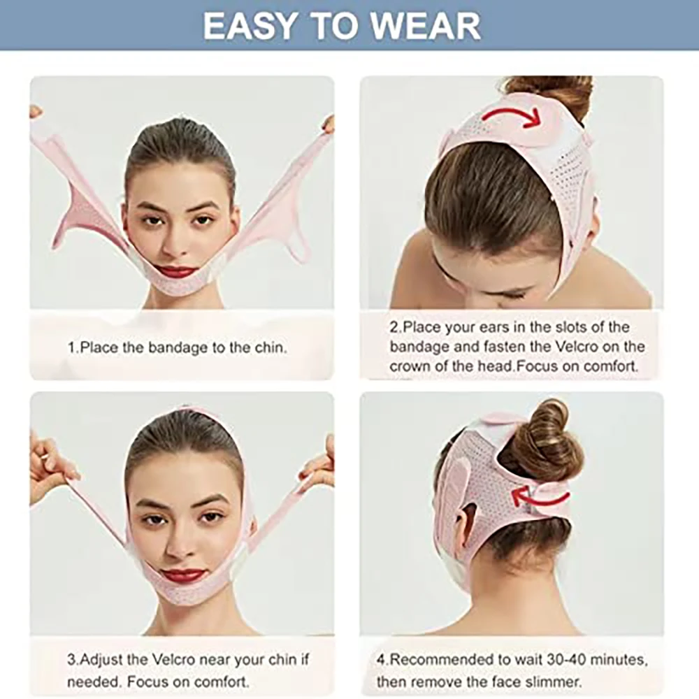 Facial Slimming Strap Lift Up Breathable V Face Contour Tightening For Women and Men Double Chin Sagging Skin and Swelling