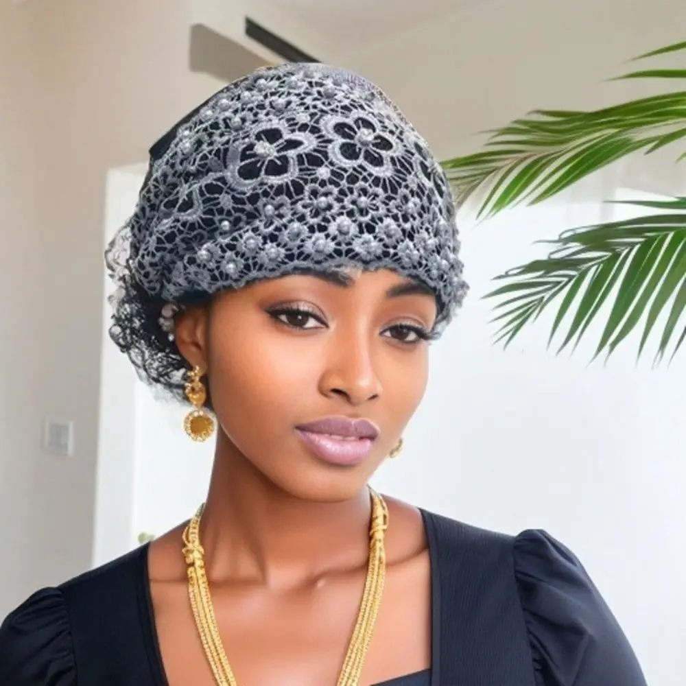 หมวกแฟชั่นปักลายดอกไม้ติดลูกปัดสำหรับผู้หญิงหมวกผ้าโพกหัวสำหรับฤดูร้อนปักลายดอกไม้ Peci