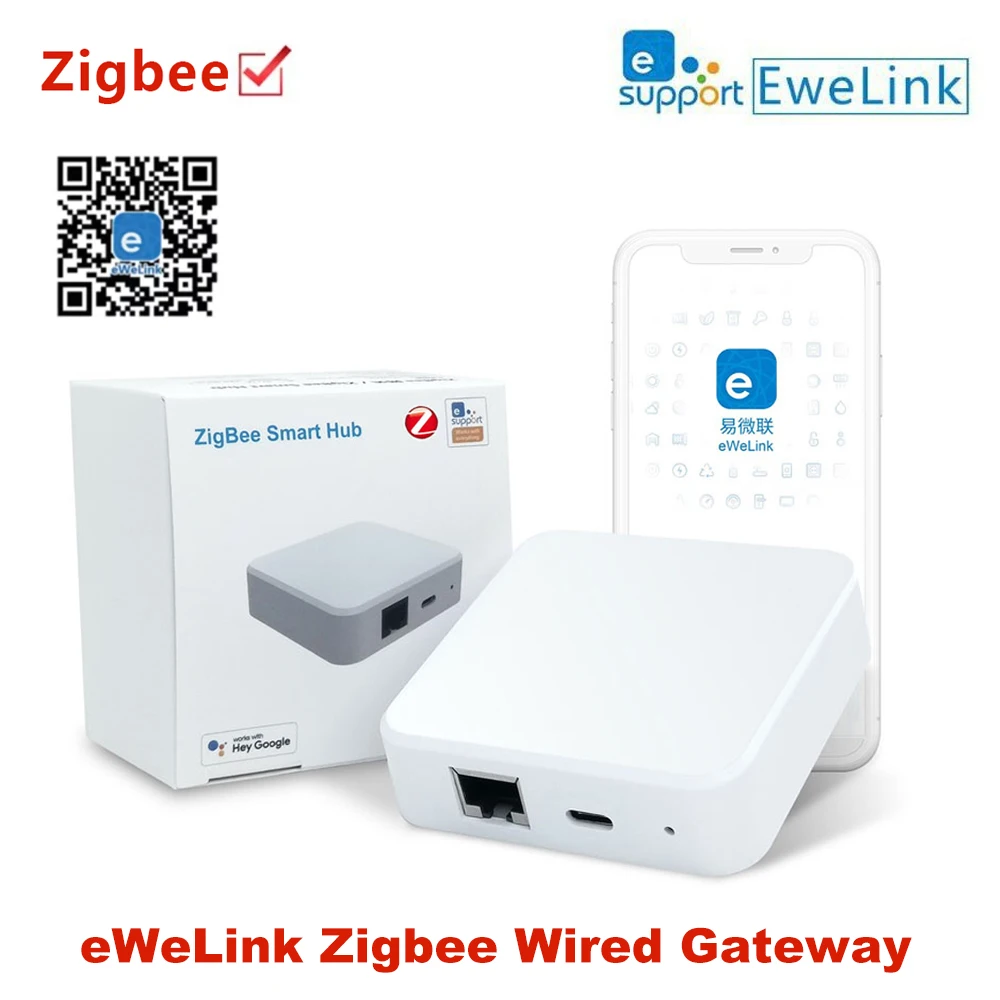 

Smart Home Ewelink Zigbee 3.0 Wired Gateway Hub RJ45 Ethernet Bridge for eWeLink Zigbee Device Works with Alexa Google Assistant