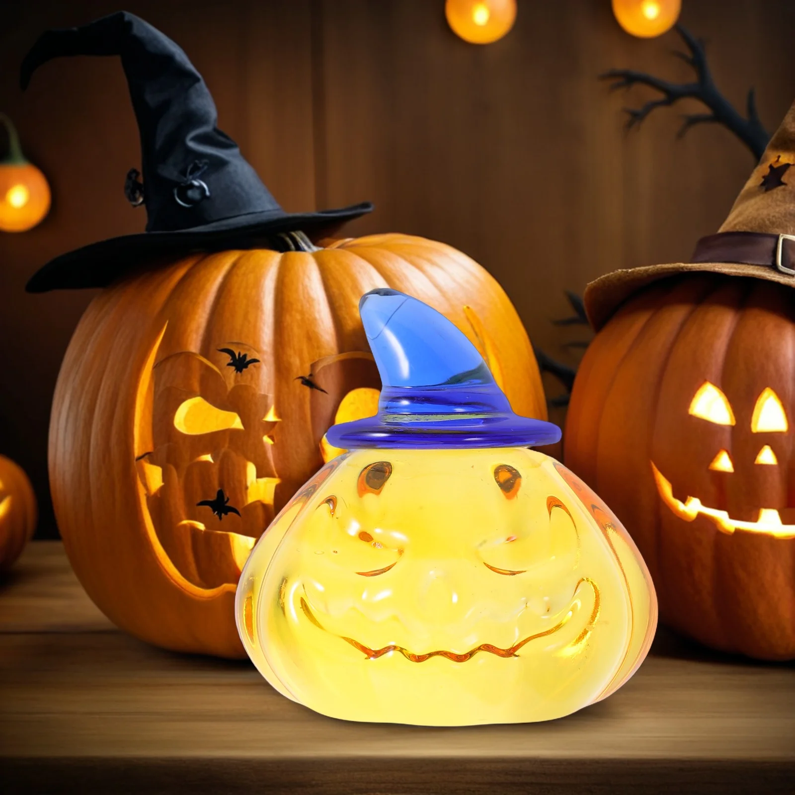 

Crystal Pumpkin Ornament Hand Blown Harvest Decoration for Home Table Centerpiece Holiday Display