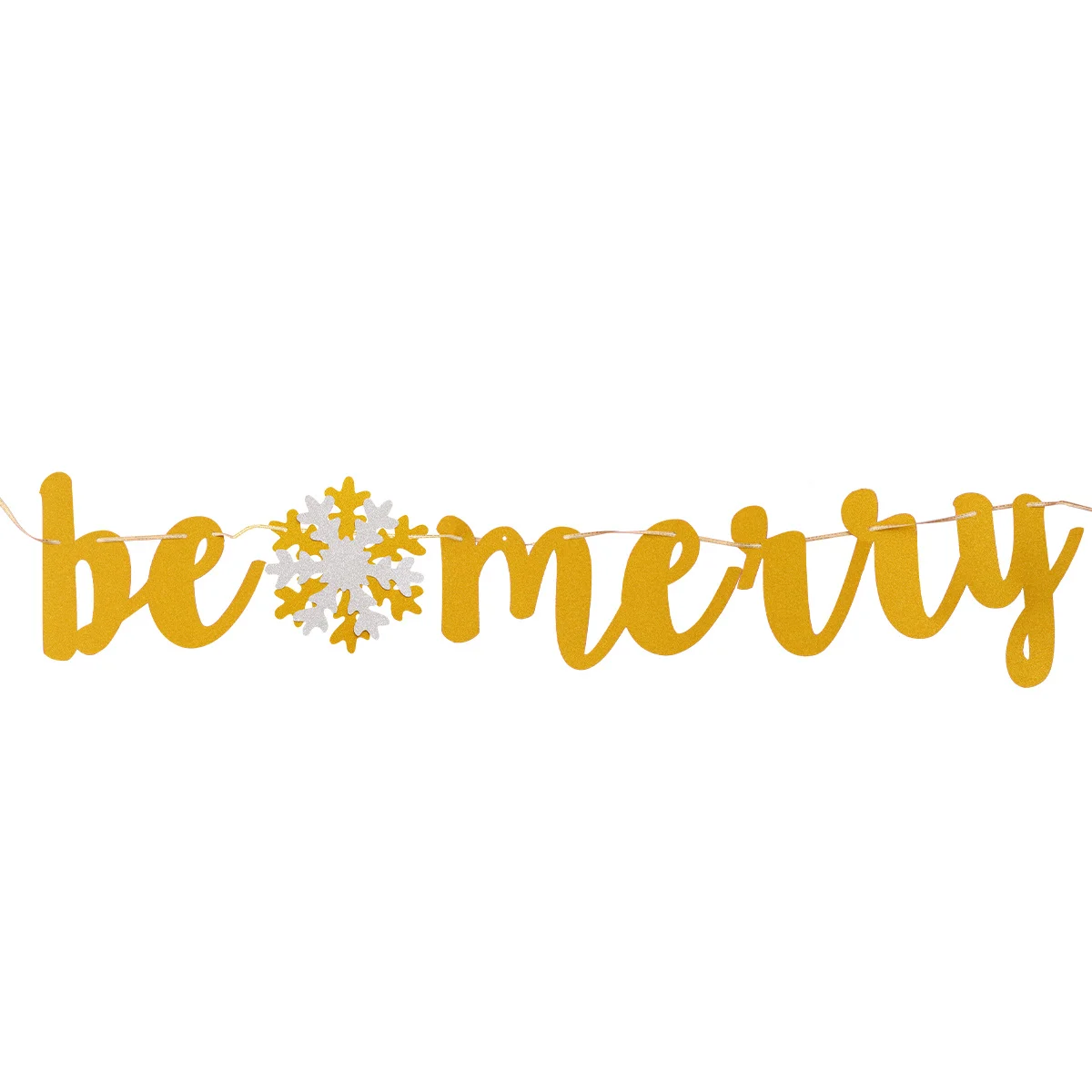

1Pcs Christmas Banner Decor Golden Glitter Paper Bunting Party Holiday Celebration Fun Creative Decoration Festive Ornament
