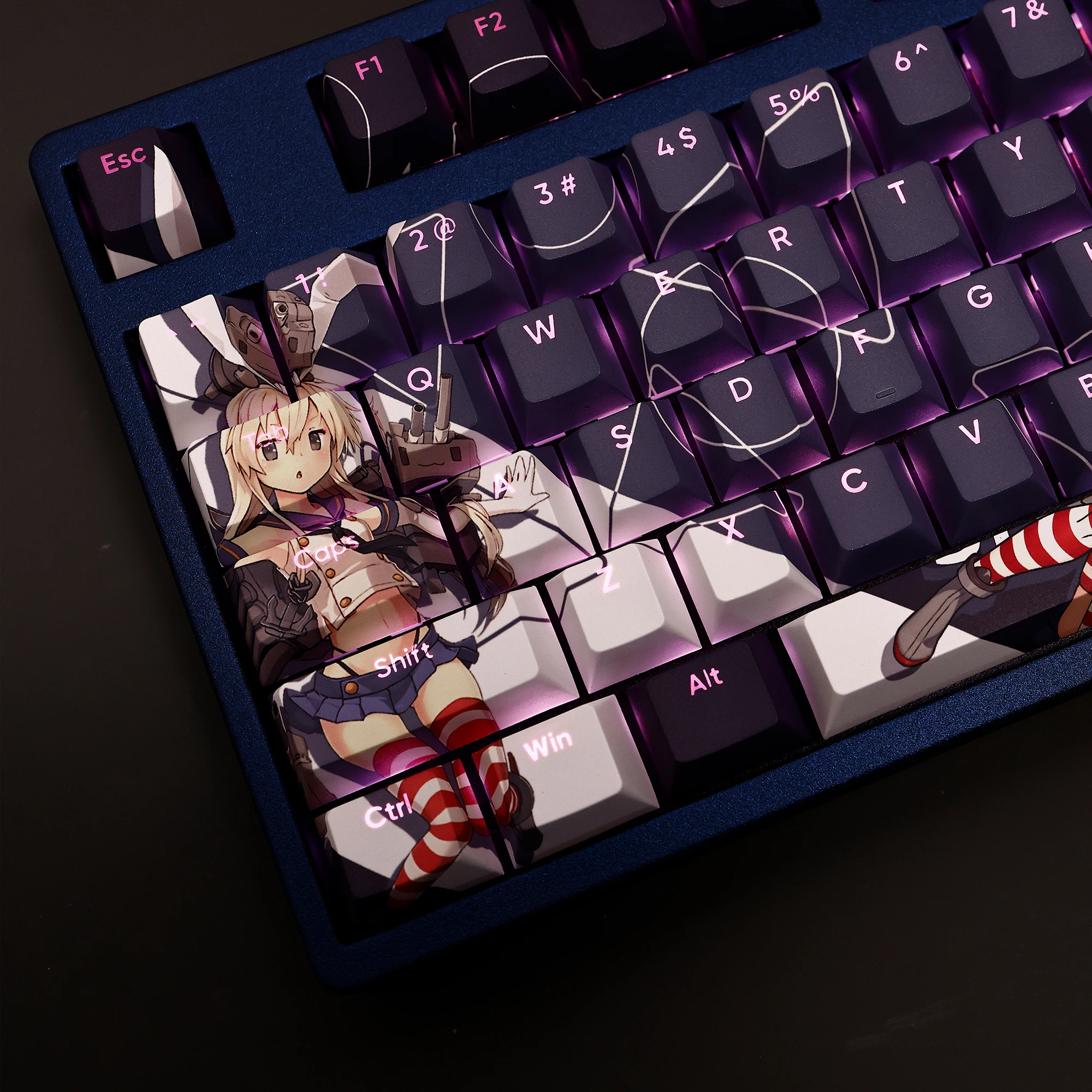 108Keys/Set Kancolle Kantai Collection Shimakaze PBT Keycaps Anime Games Key caps Cherry Height for DIY Mechanical Keyboards