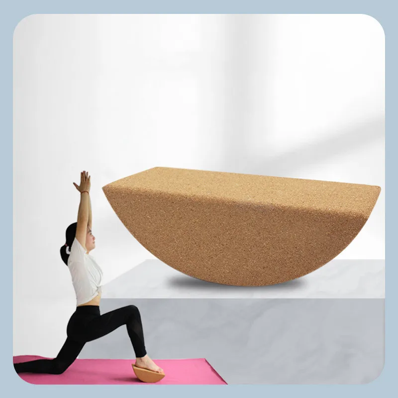 1Pcs Cork Yoga Blocks Exercise Balance Semicircle Brick Non-slip Muscles Maintain Balance Yoga Aid Training Exercise Tool