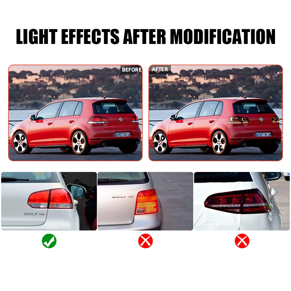 Zespół tylnego światła samochodowego do VW GOLF6 mk6 R20 2008-2013 Światło hamowania płynącej wody migotanie z kierunkowskazem — zdjęcie 4