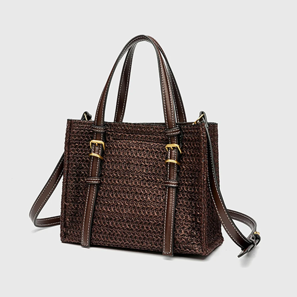 

Fashion Woven Straw Bag Tote Paper Rope Crochet Shoulder Bags for Women Mini Shopper Purses and Handbags Summer Travel Beach Bag