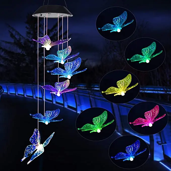 Promotion Wind Chimes Outdoor Large Deep Tone Butterfly Wind Chimes Monochrome Color Wind Chimes Bells Outdoor Solar Led Gifts