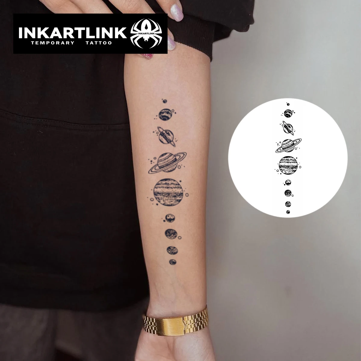 Planets temporary tattoo sticker, waterproof magic tattoo, lasts to 15 days fake tattoo, semi permanent tattoo