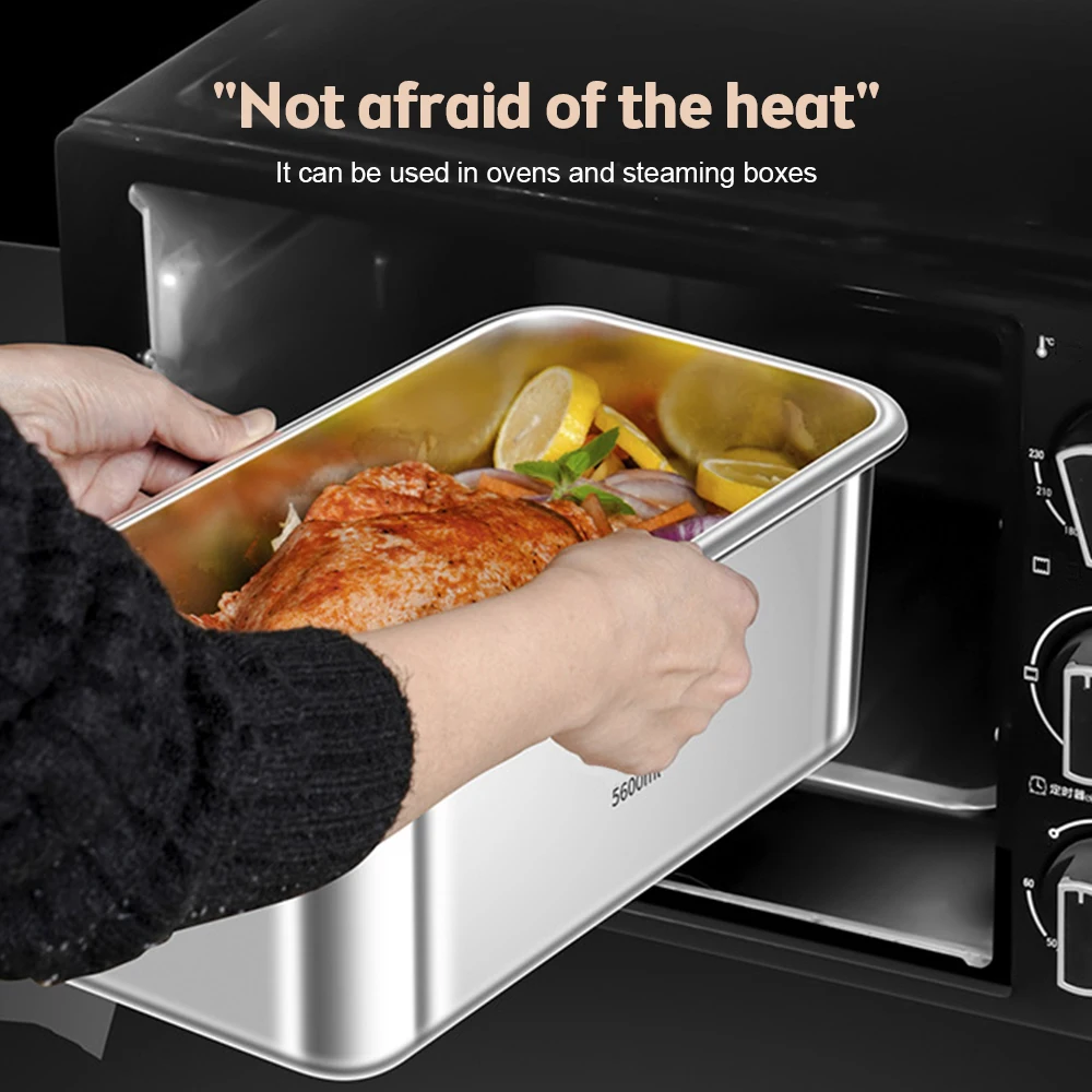 Food Storage Container Matching Lids Airtight 304 Stainless Steel Material Large Capacity Leakproof Kitchen Storage Container