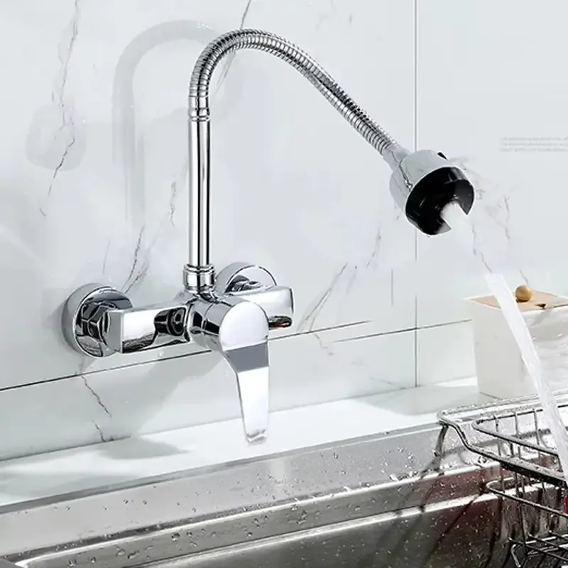 

2 Modes Spray Sink Faucet Kitchen Faucets Wall Mounted Cold Hot Mixer Tap Single Handle Bathroom Faucets Double Control