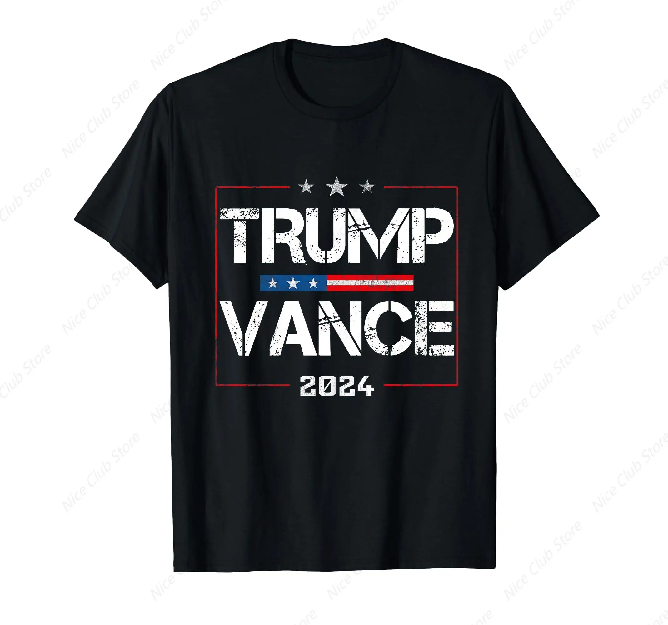 Vote Trump Vance 2024 Vintage America USA Flag Style T-Shirt for Men Cotton 100% Summer Tops Women