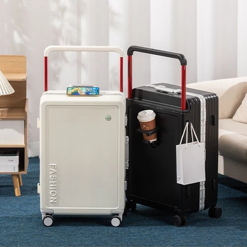 

Wide Handle Travel Suitcase Aluminum frame Carry-On Luggage Trolley Case With Cup Holder 20 Inch Boarding Cabin Rolling luggage