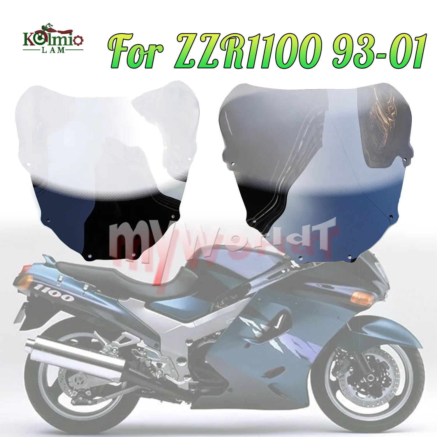 Fit For 1993 - 2001 Kawasaki ZZR1100 D Motorcycle Windshield Windscreen ZZR 1100 ZZR1100D ZX11