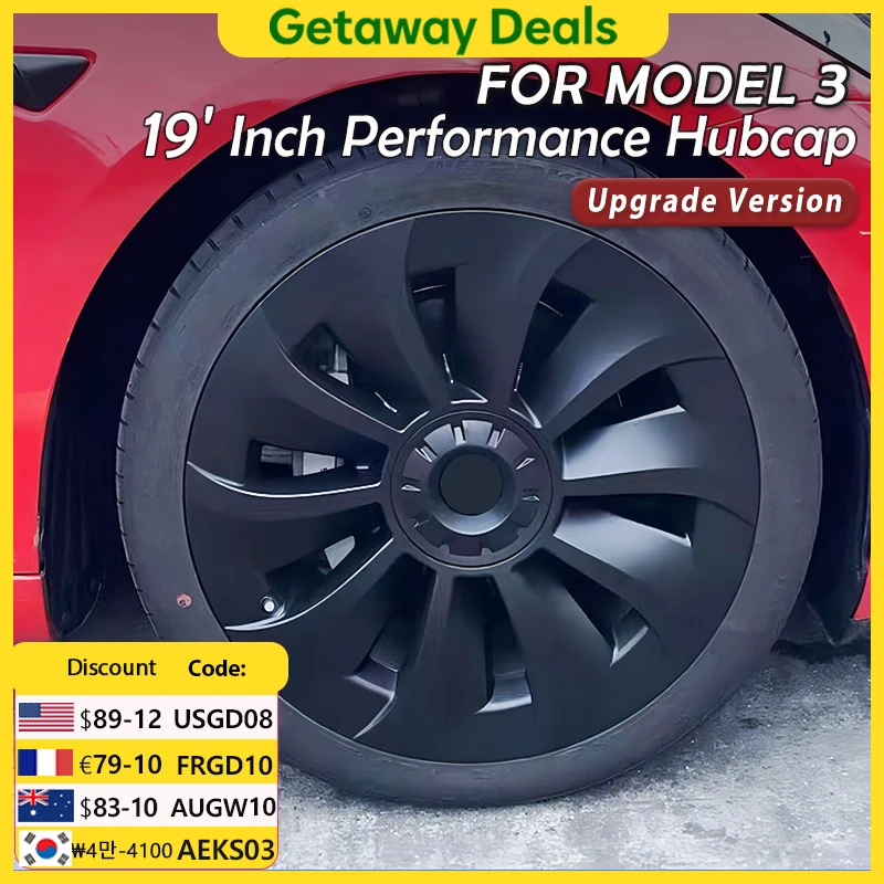 

4PCS Hub Cap Performance Replacement Wheel Cap Rim Cover Hubcap Full Cover Accessories for Tesla Model 3 19 Inch 2020 2021 2023
