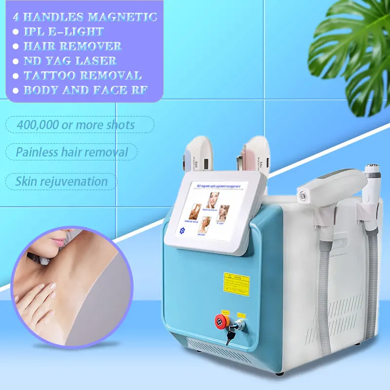 ADG Multifunction 4 in 1 360 Megneto OPT Nd Yag Laser RF Machine Hair Removal Tattoo Removal 532nm 1064nm 1032nm Skin Tightening